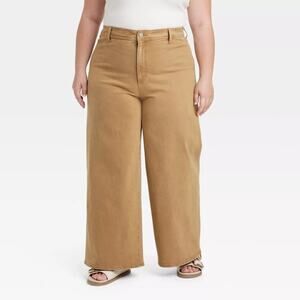 Universal Thread Women's High Rise Sailor Wide Leg Ankle Jeans Light Brown 22